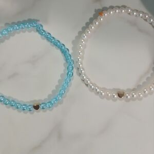 Buy One Get One Free Pretty Blue And White Beaded Braclet